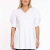 Yoek Basics | Yoek Yoek Tunic Flare Puff Organic Cotton B4150 - 201 White