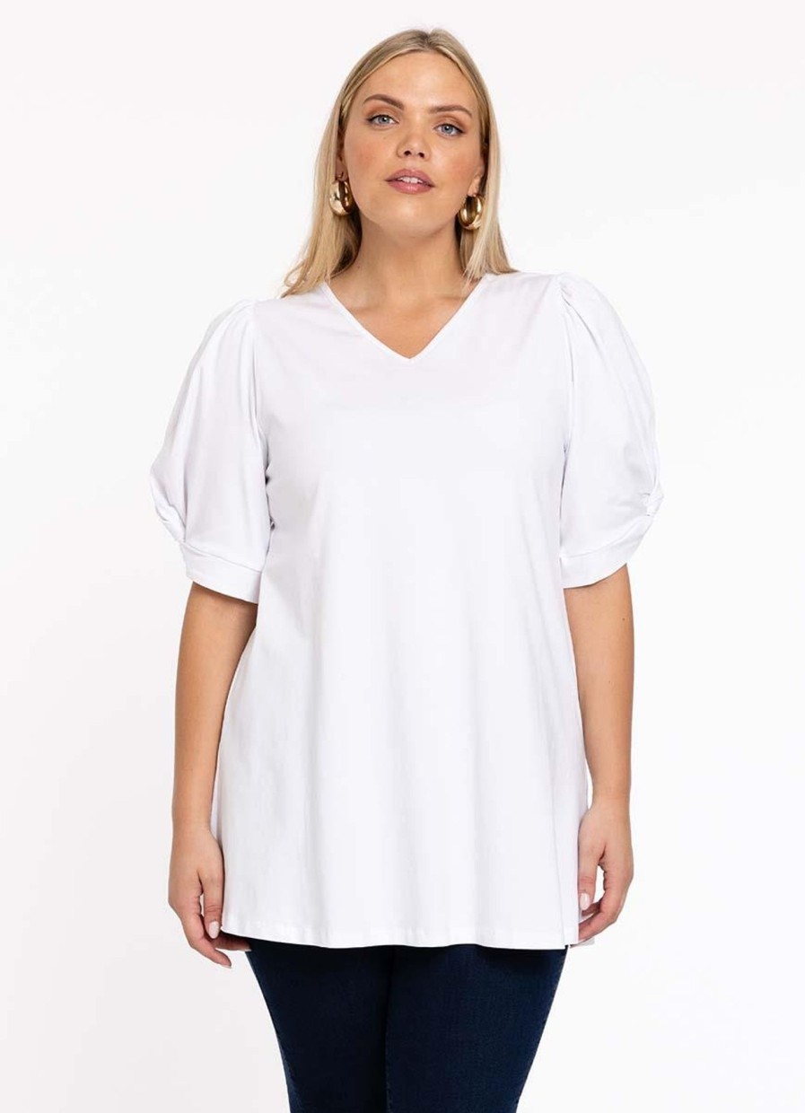 Yoek Basics | Yoek Yoek Tunic Flare Puff Organic Cotton B4150 - 201 White