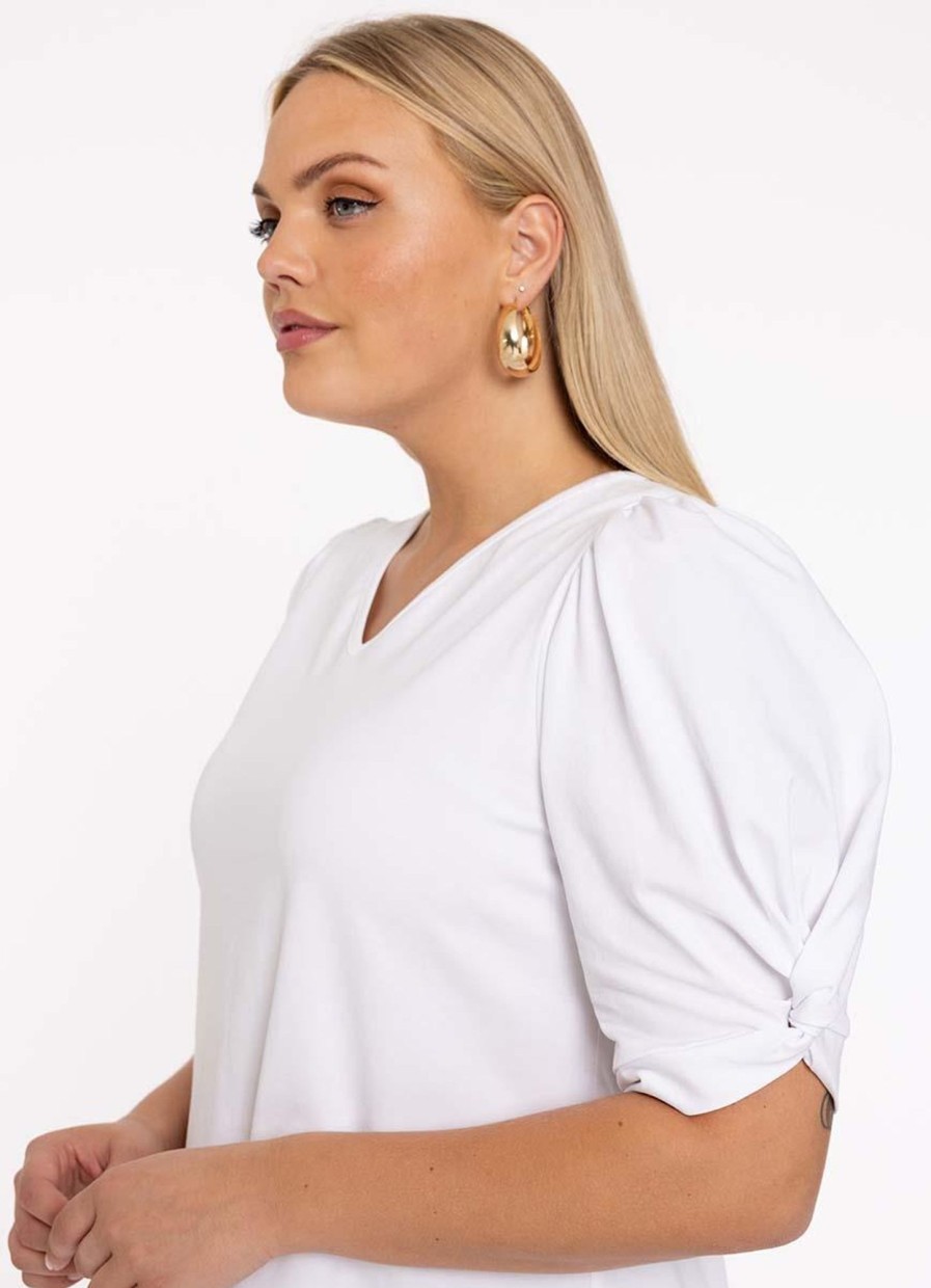 Yoek Basics | Yoek Yoek Tunic Flare Puff Organic Cotton B4150 - 201 White