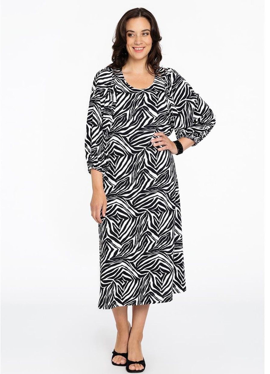 Jurken En Rokken | Yoek Yoek Dress Puff Sleeve Zavi 2217509 - 210 Zavi