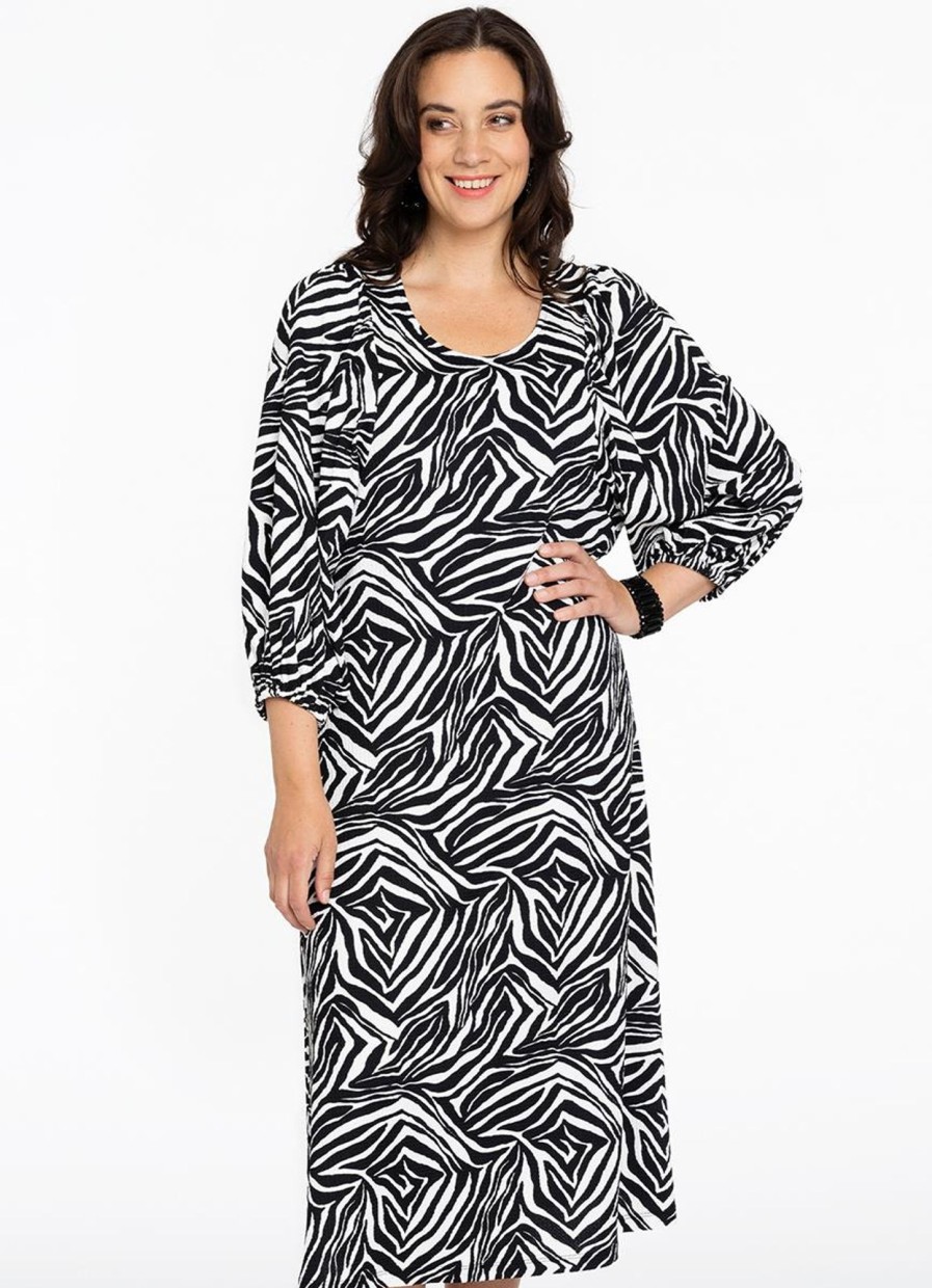 Jurken En Rokken | Yoek Yoek Dress Puff Sleeve Zavi 2217509 - 210 Zavi