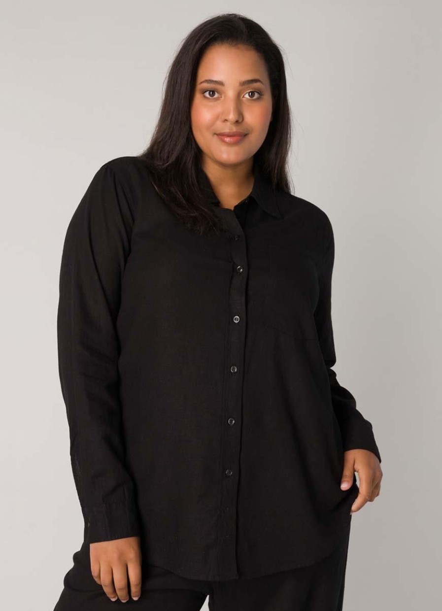 Base Level Curvy | Base Level Curvy Base Level Curvy Linnen Blouse Yaella 087 Black