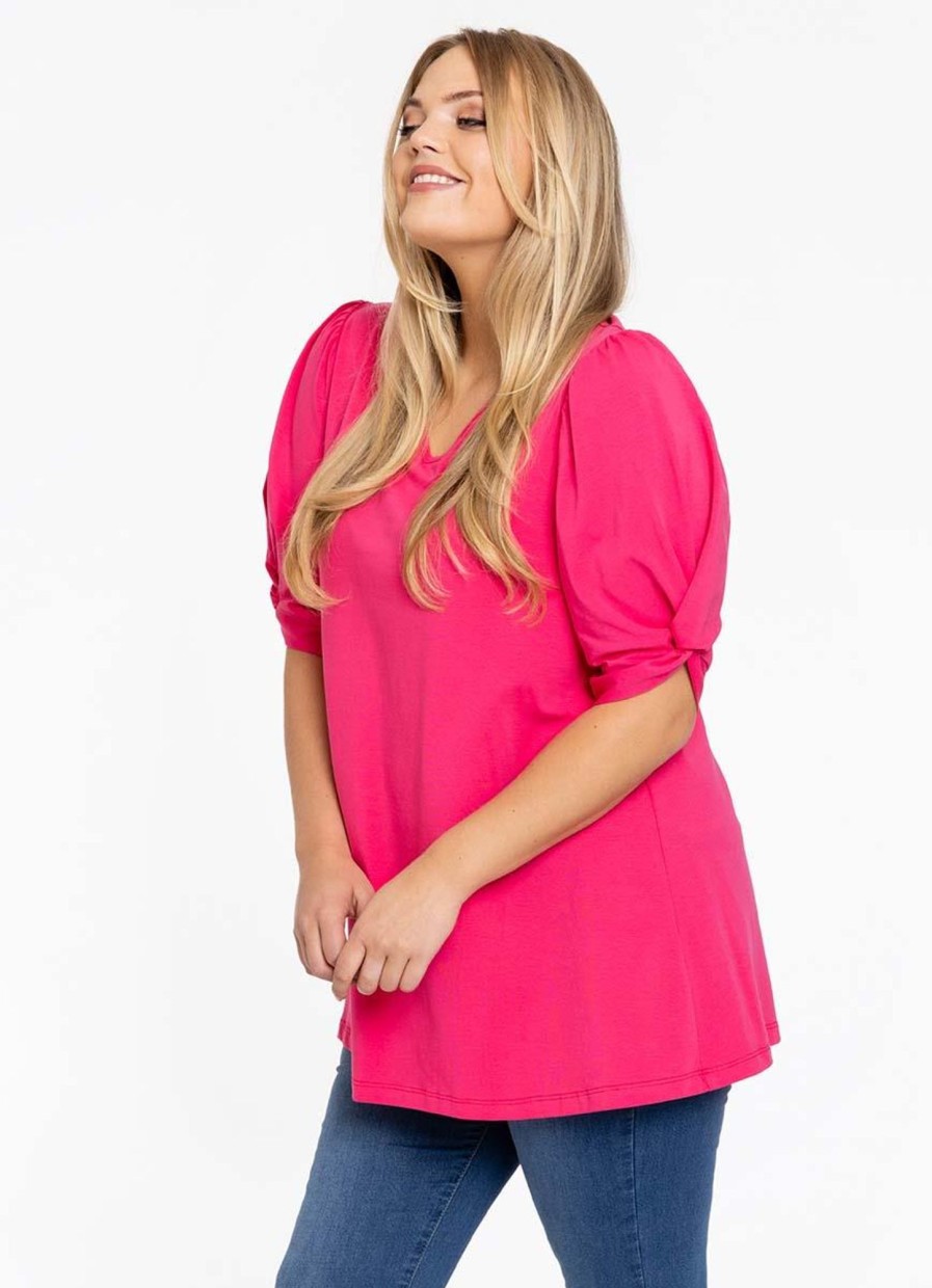 Yoek Basics | Yoek Yoek Tunic Flare Puff Organic Cotton B4150 - 265 Pink