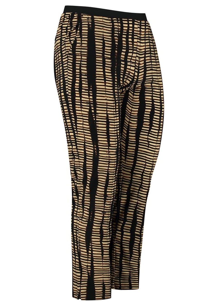 Travelstof Kleding Grote Maten | Plusbasics Plusbasics Pants 7/8 Travel 18201063-425 Striped Safari