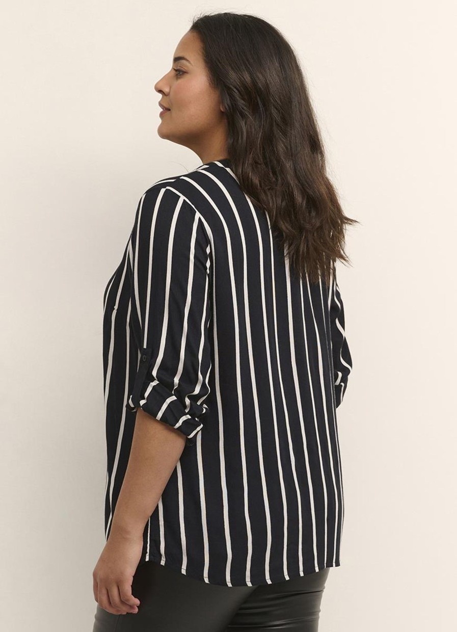 Kaffe Curve Basics | maatjemeer Kaffe Curve Blouse Sida 10580350 - 100367 Black/Chalk Stripe