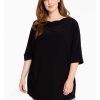 Travelstof Kleding Grote Maten | Yoek Yoek Loretta'S Shirt Kimono Sleeve Dolce L164034-210 Black