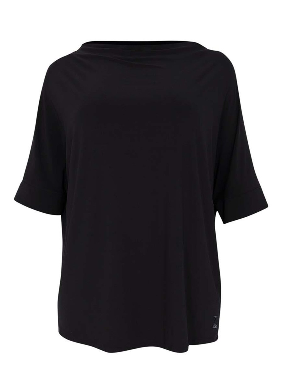 Travelstof Kleding Grote Maten | Yoek Yoek Loretta'S Shirt Kimono Sleeve Dolce L164034-210 Black