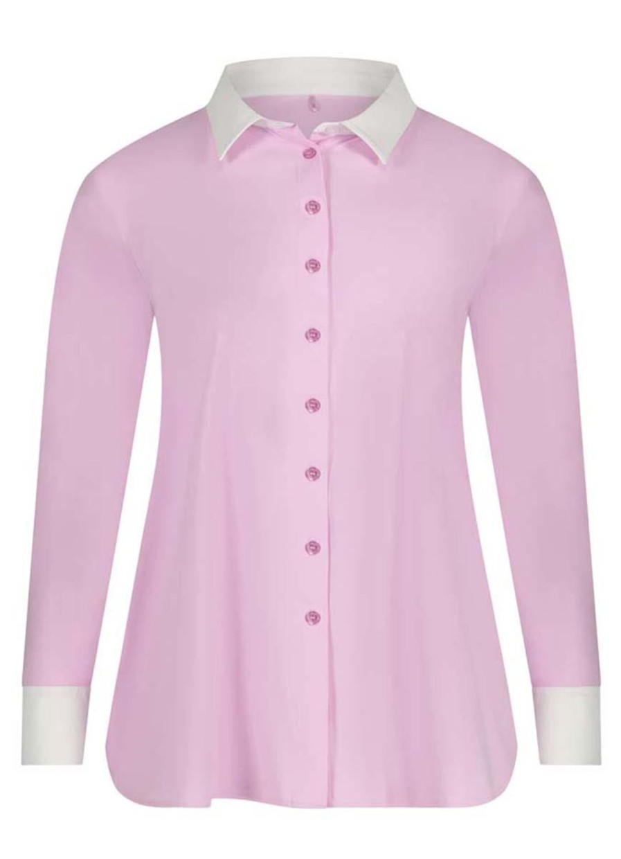 Travelstof Kleding Grote Maten | Plusbasics Plusbasics Blouse Basic Travel 10231534 - 924 Roze