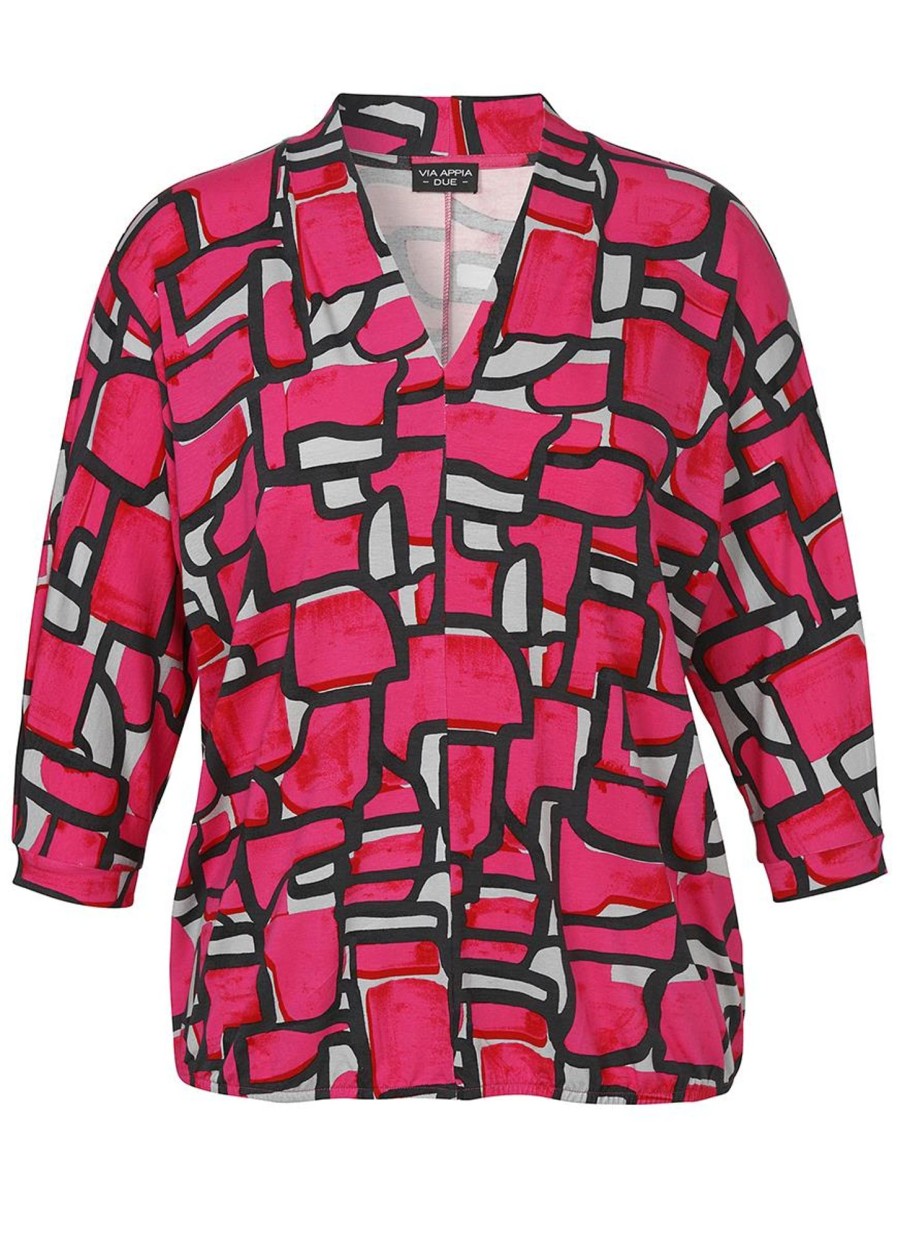 Shirts En Tops | Via Appia Due Via Appia Due Shirt 663881- 653 Pink-Zwart