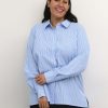 Blouses En Tunieken | Kaffe Curve Kaffe Curve Blouse Debra 10582172 - 105472 Chalk/Blue Stripe