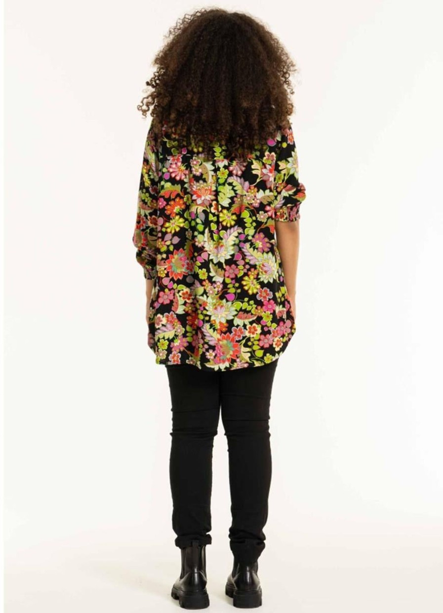 Blouses En Tunieken | Studio Studio Blouse Bitta S242879 - Black With Lime Flowers