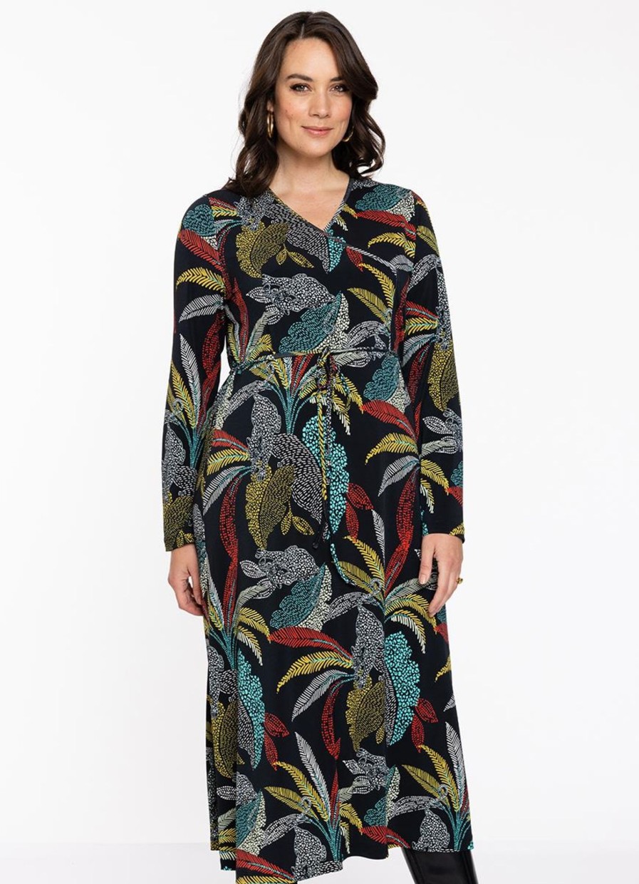 Jurken En Rokken | Yoek Yoek Wrap Dress Palm Leo My207638 - 210