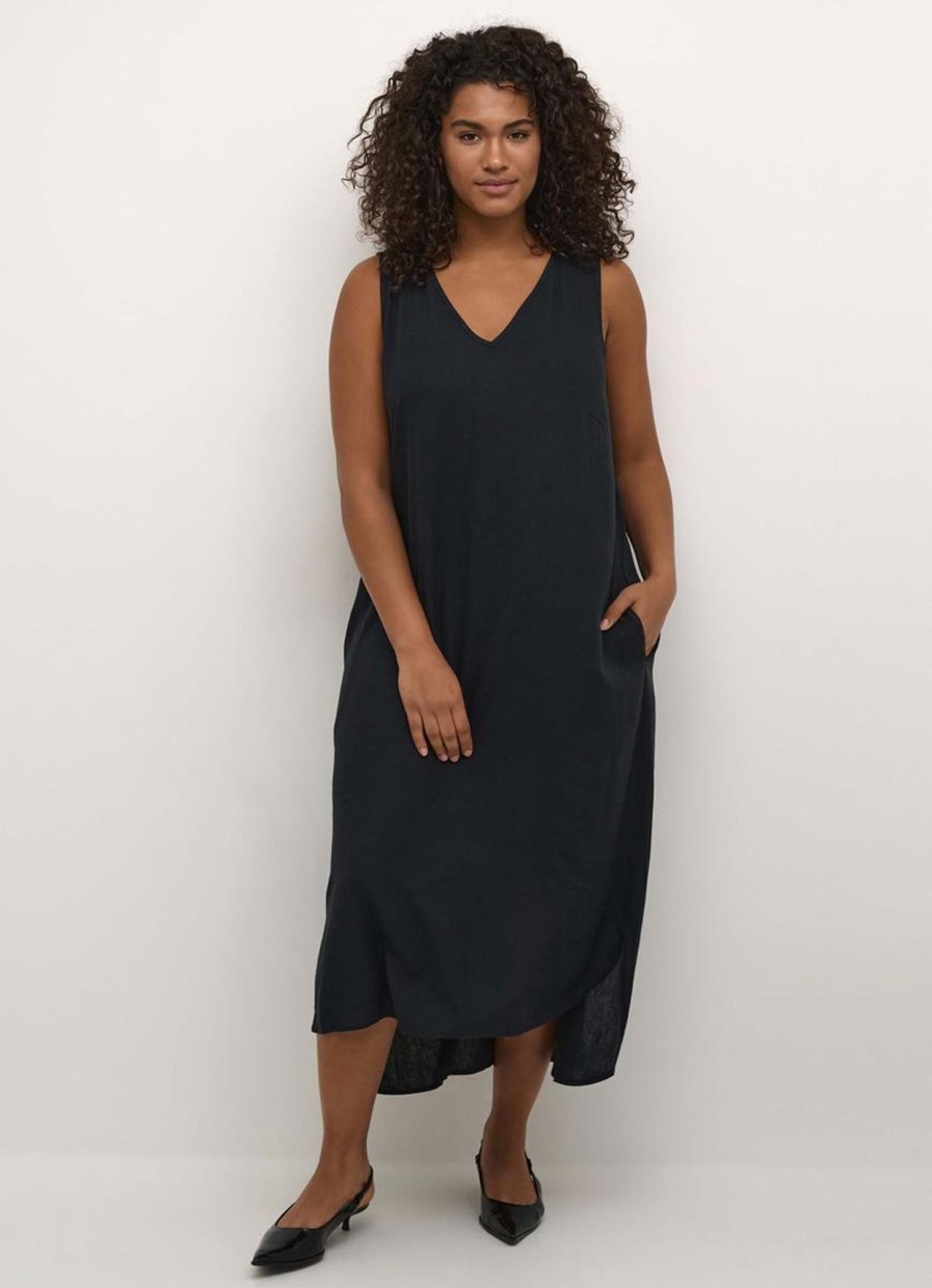 Jurken En Rokken | Kaffe Curve Kaffe Curve Sleeveless Dress Mille 10582214 - 100121 Black Deep