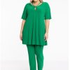 Travelstof Kleding Grote Maten | Yoek Tunic Wide Bottom Strings Dolce 174584 - 240 Green