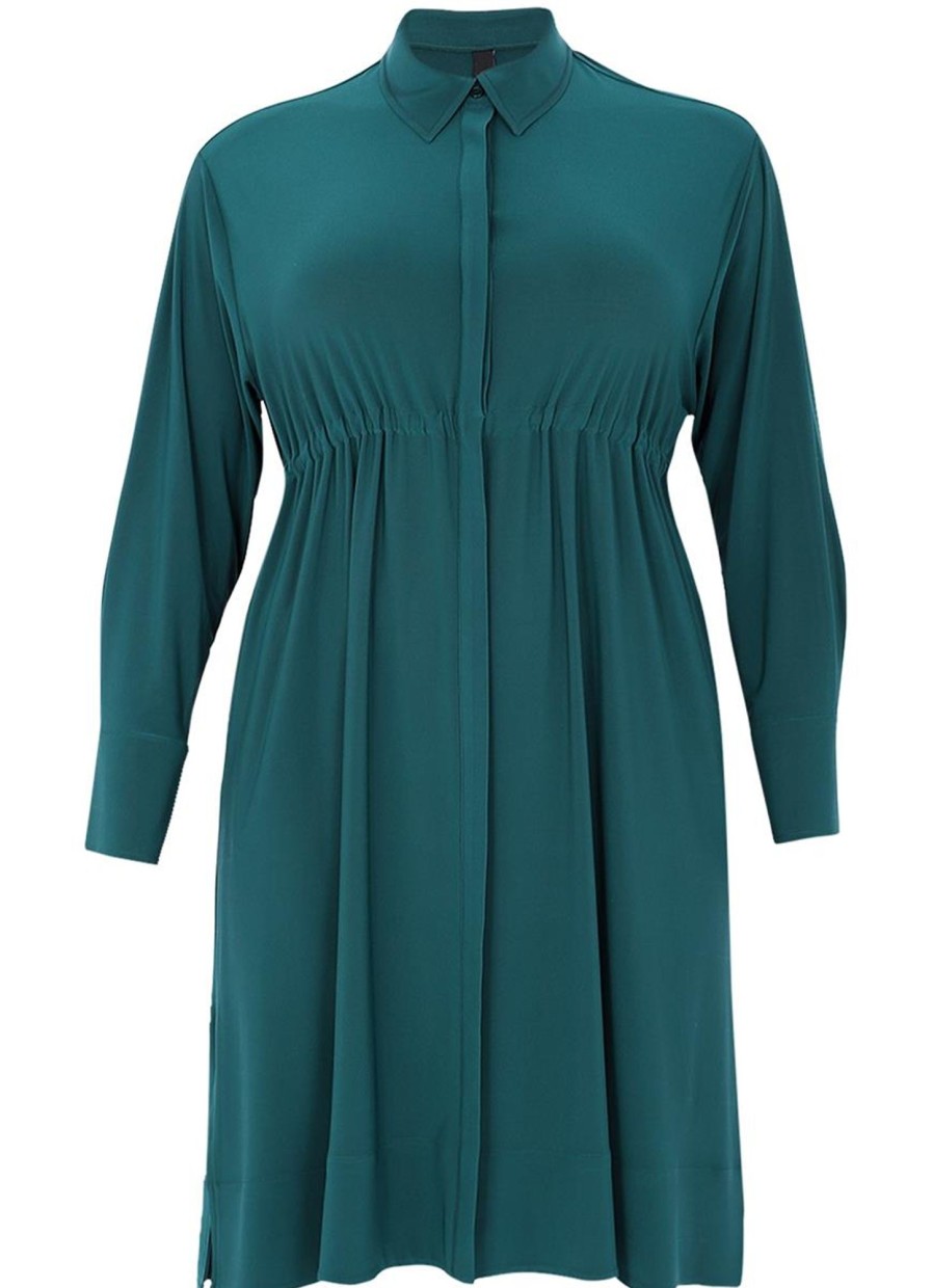 Travelstof Kleding Grote Maten | Yoek Yoek Tunic Waist Tunnel Dolce 217736 - 242 Dark Green