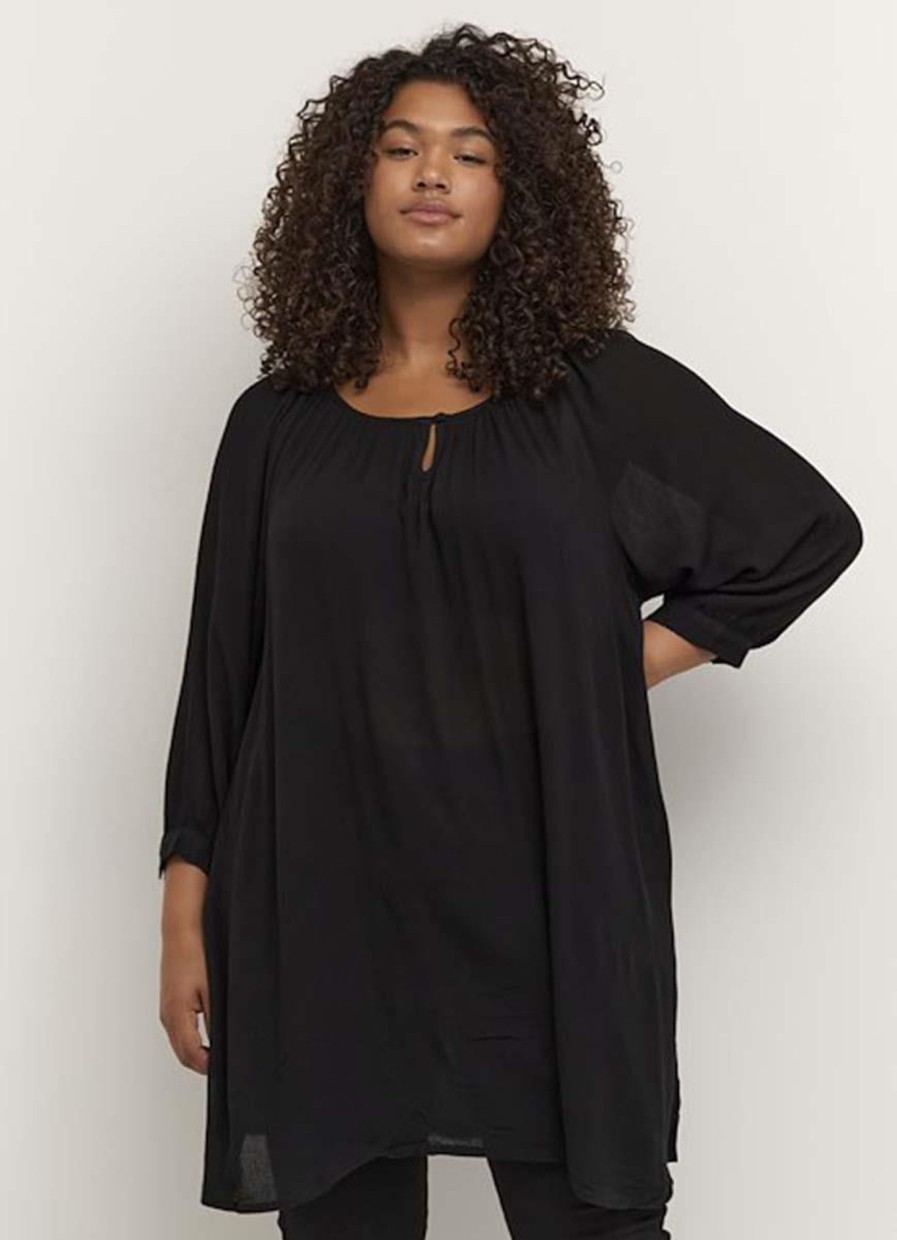 Kaffe Curve Basics | Kaffe Curve Kaffe Curve Tuniek Ami 3/4 Mouw 10580003 - 50600 Black Deep