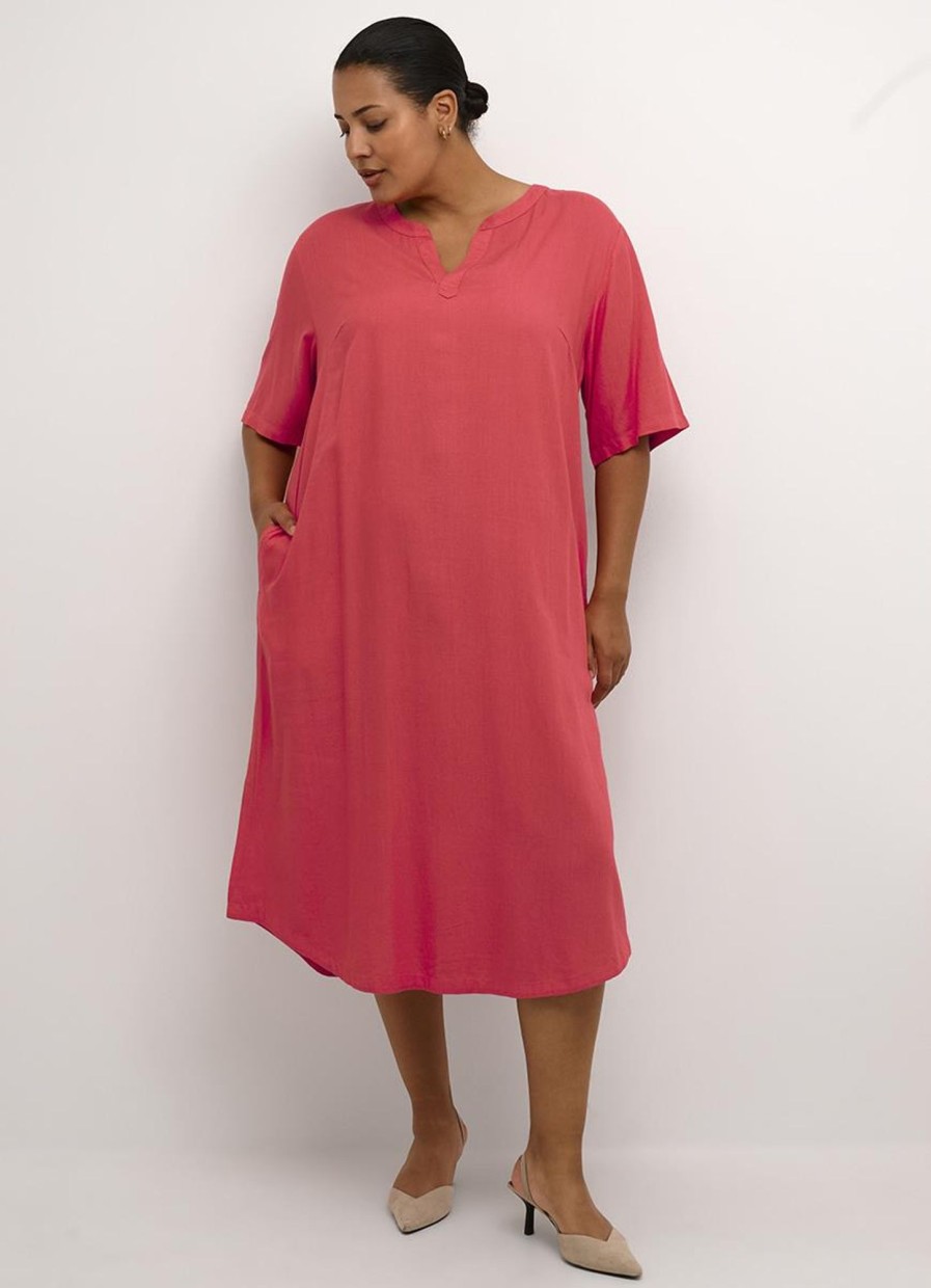 Jurken En Rokken | Kaffe Curve Kaffe Curve Kaftan Dress Mille 10582218 - 181651 Cayenne