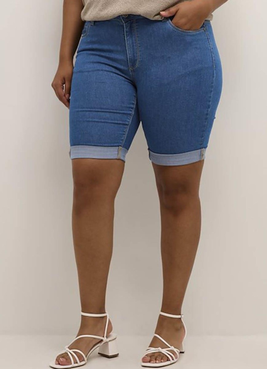 Kaffe Curve Basics | Kaffe Curve Kaffe Curve Short Vicka 10581453 - 103758 Medium Blue Washed Denim