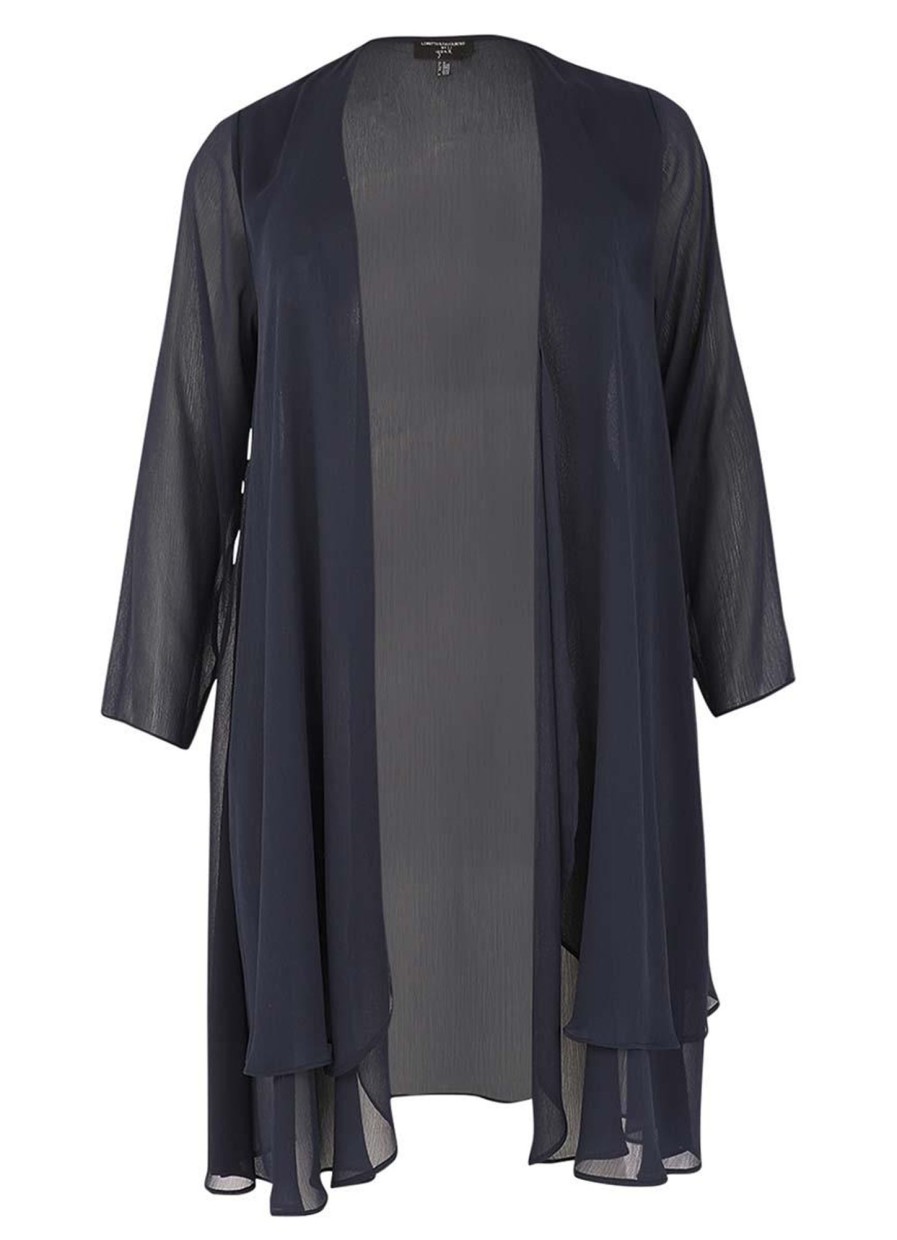 Truien En Vesten | Yoek Yoek Loretta'S Cardigan Long Double Front Voile L162514-230 Navy