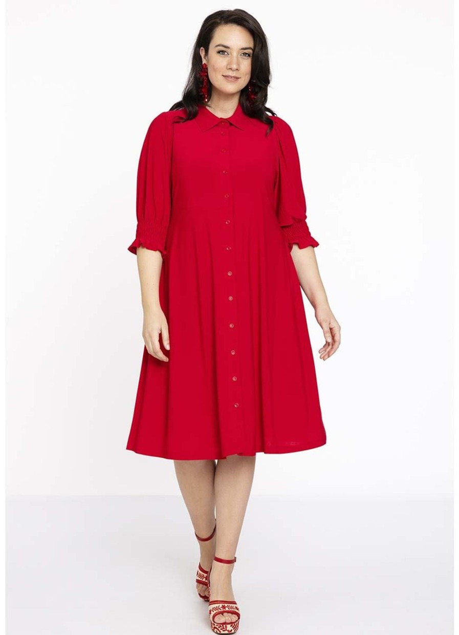 Jurken En Rokken | Yoek Yoek Dress Buttoned Dolce 1607237 - 260 Red