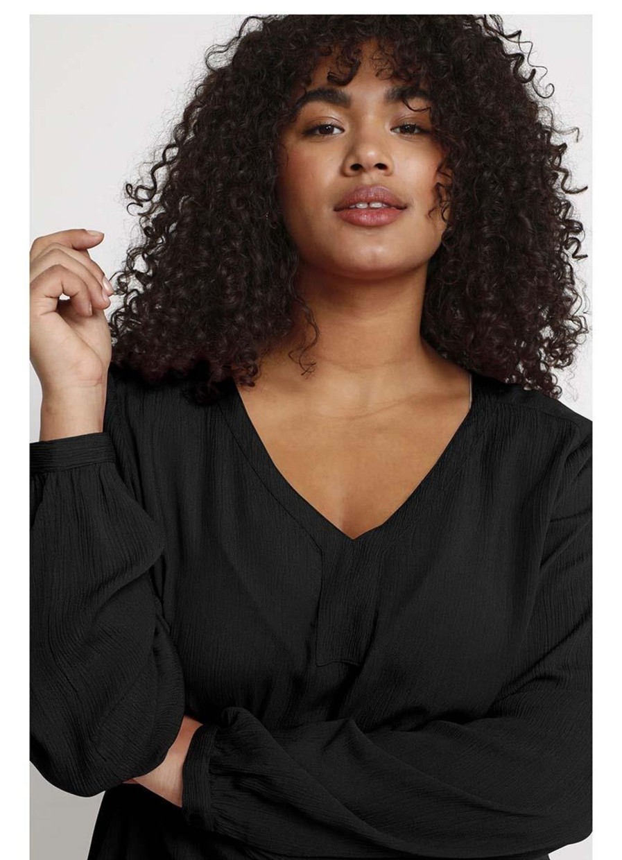 Kaffe Curve Basics | maatjemeer Kaffe Curve Blouse Ami Ls 10580001-50600 Black Deep