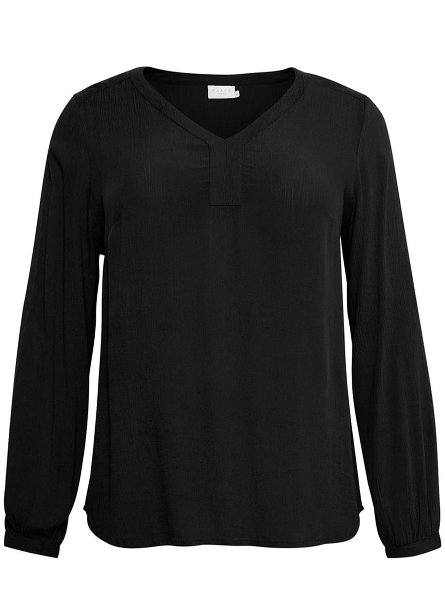 Kaffe Curve Basics | maatjemeer Kaffe Curve Blouse Ami Ls 10580001-50600 Black Deep