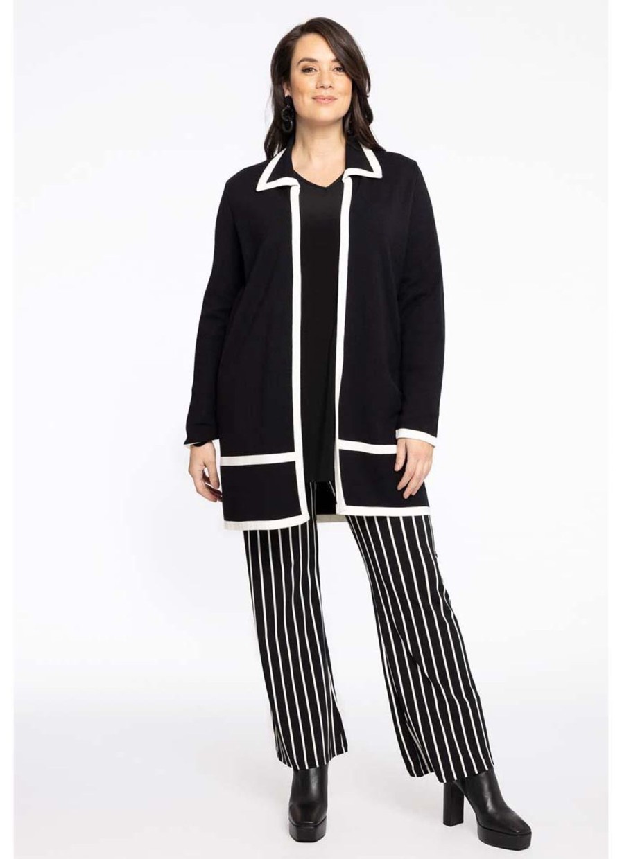 Truien En Vesten | Yoek Yoek Cardigan Black/White 1902711-210 Black White