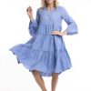 Jurken En Rokken | Orientique Escape By Orientique Dress Linnen 71453 - Cornflower