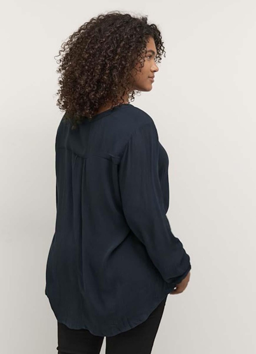 Kaffe Curve Basics | maatjemeer Kaffe Curve Blouse Ami Ls 10580001 - 52737 Midnight Blue