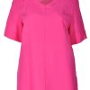 Linnen Kleding Grote Maten | Mona Lisa Mona Lisa Blouse 563-48-33 Fuchsia