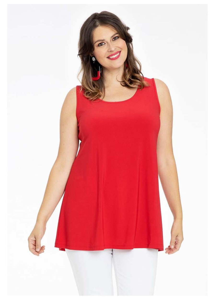 Yoek Basics | Yoek Yoek Singlet Flare Dolce B4082-260 Rood