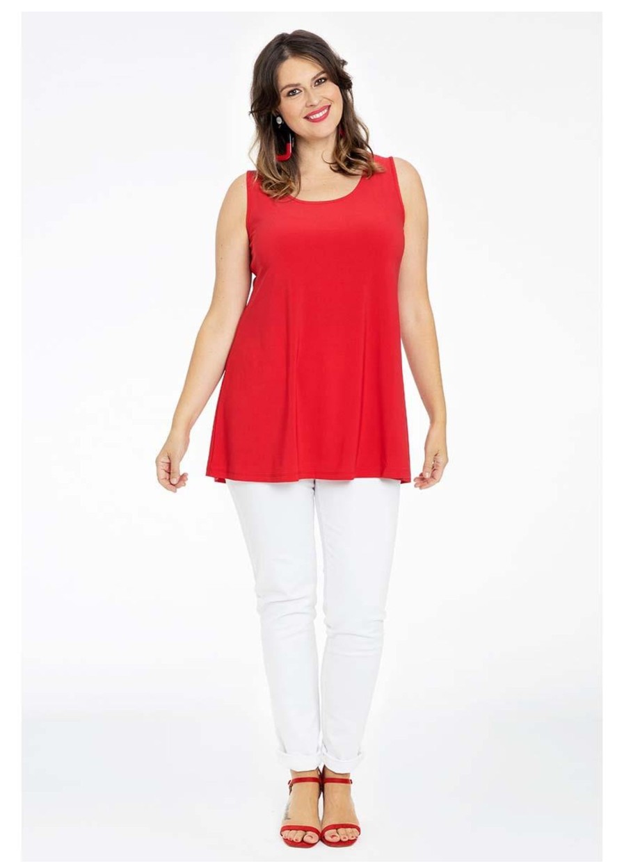 Yoek Basics | Yoek Yoek Singlet Flare Dolce B4082-260 Rood