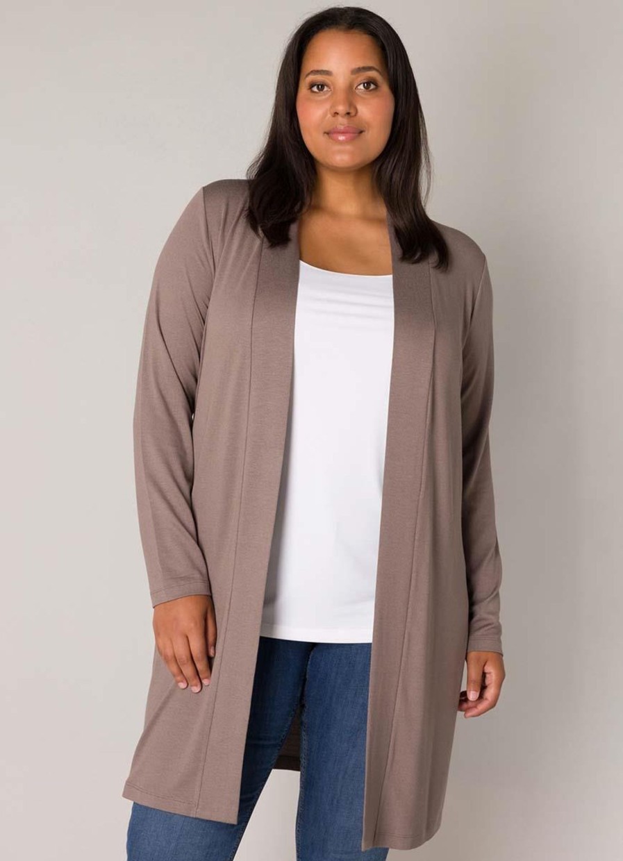 Base Level Curvy | Base Level Curvy Base Level Curvy Vest Ayla Long 001- 9043 Taupe