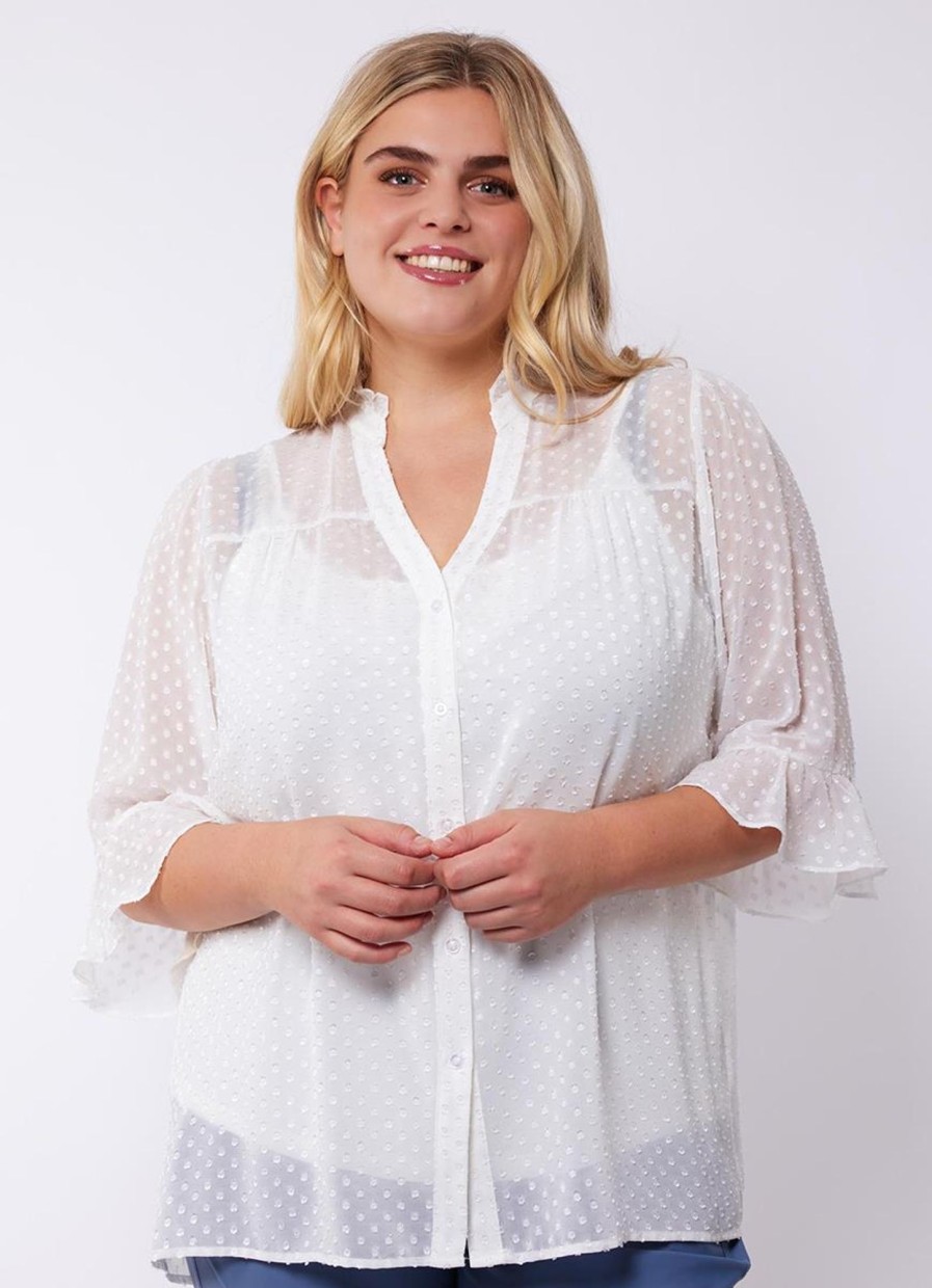 Blouses En Tunieken | Exxcellent Exxcellent Blouse Verena 24Vqe20 - 011 Offwhite