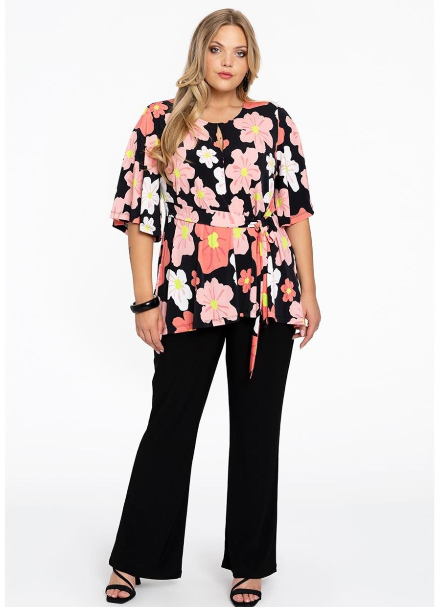 Blouses En Tunieken | Yoek Yoek Tunic Belt Hibiscus 2214016 - 210 Hibiscus