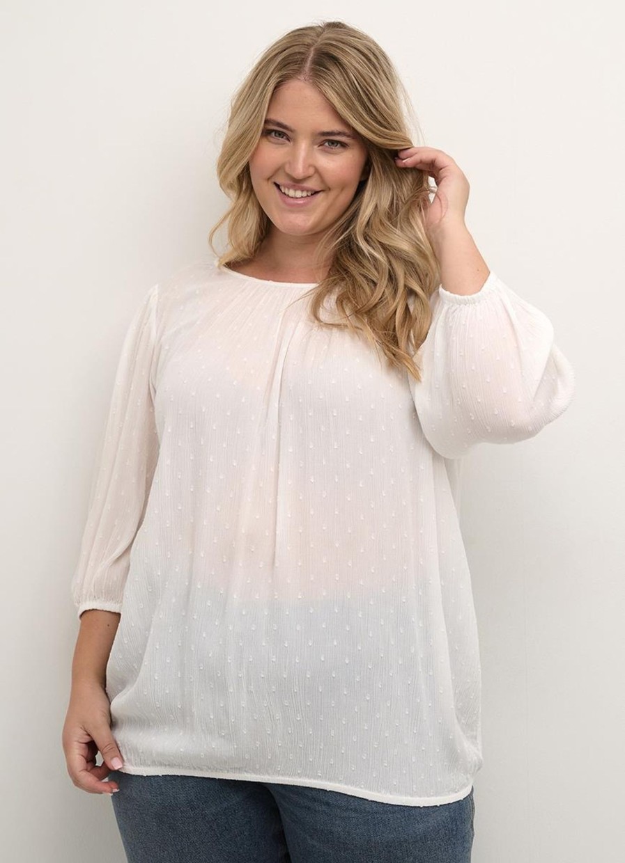 Blouses En Tunieken | Kaffe Curve Kaffe Curve Blouse Wilina 10582058 - 110602 Chalk