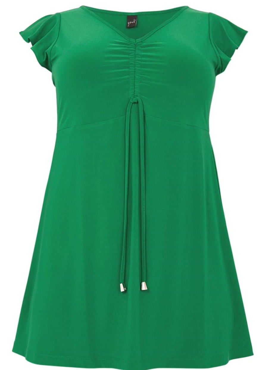 Travelstof Kleding Grote Maten | Yoek Yoek Tunic Cap Sleeve Dolce 234161 - 240 Green