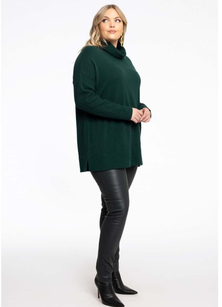 Yoek Basics | Yoek Yoek Trui High Neck Cashmere B2912 - 242 Dark Green