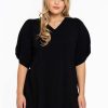 Yoek Basics | Yoek Yoek Tunic Flare Puff Organic Cotton B4150 - 210 Black