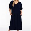 Jurken En Rokken | Yoek Yoek Dress V-Neck Plisse 2207182 - 230 Navy