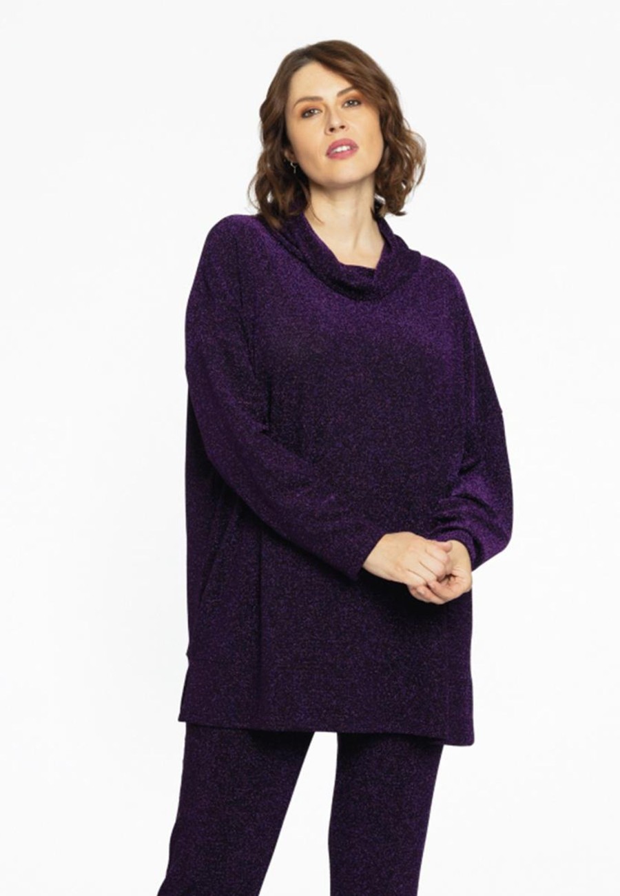 Truien En Vesten | Yoek Yoek Trui Lurex 1302904 - 270 Purple