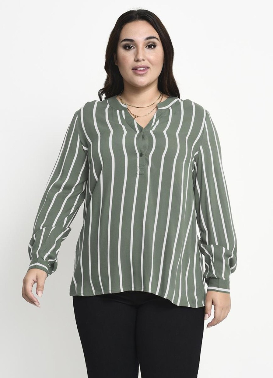 Kaffe Curve Basics | maatjemeer Kaffe Curve Blouse Sida 10580350 - Artikchoke Green/Chalk