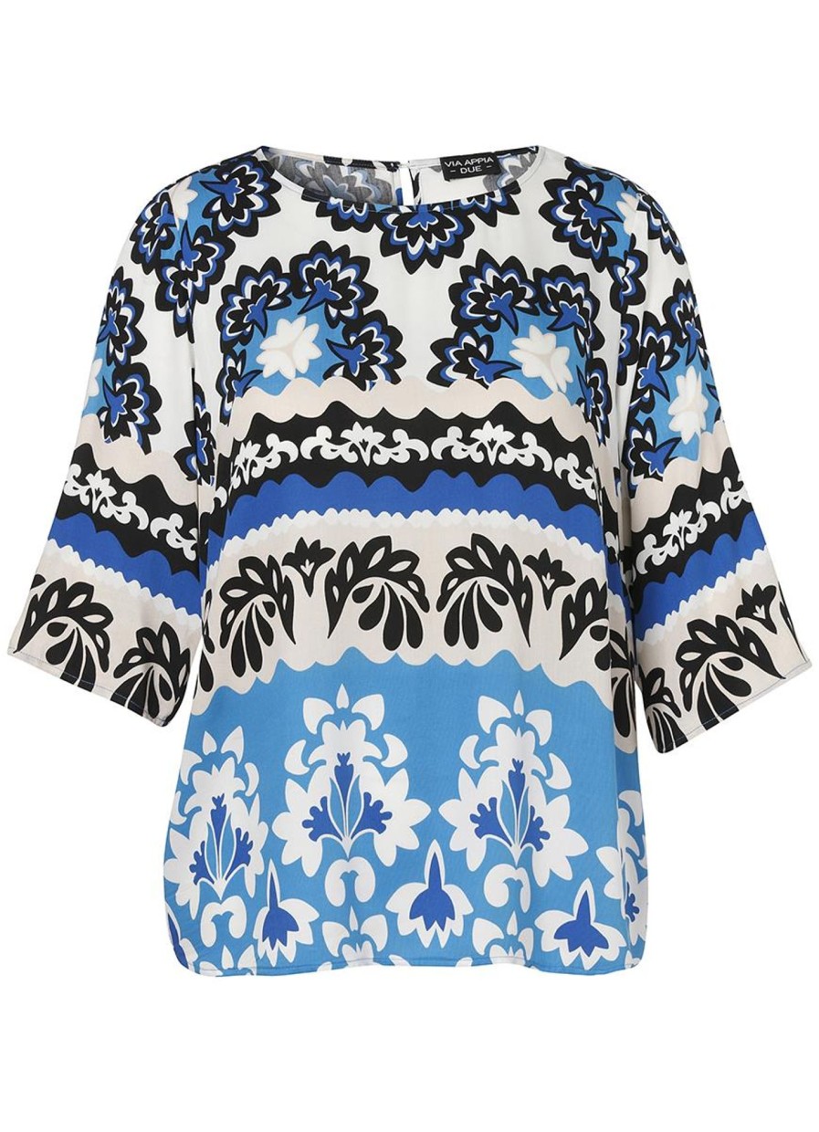 Blouses En Tunieken | Via Appia Due Via Appia Due Blouse 2412905 - 583 Zwart-Blauw-Wit