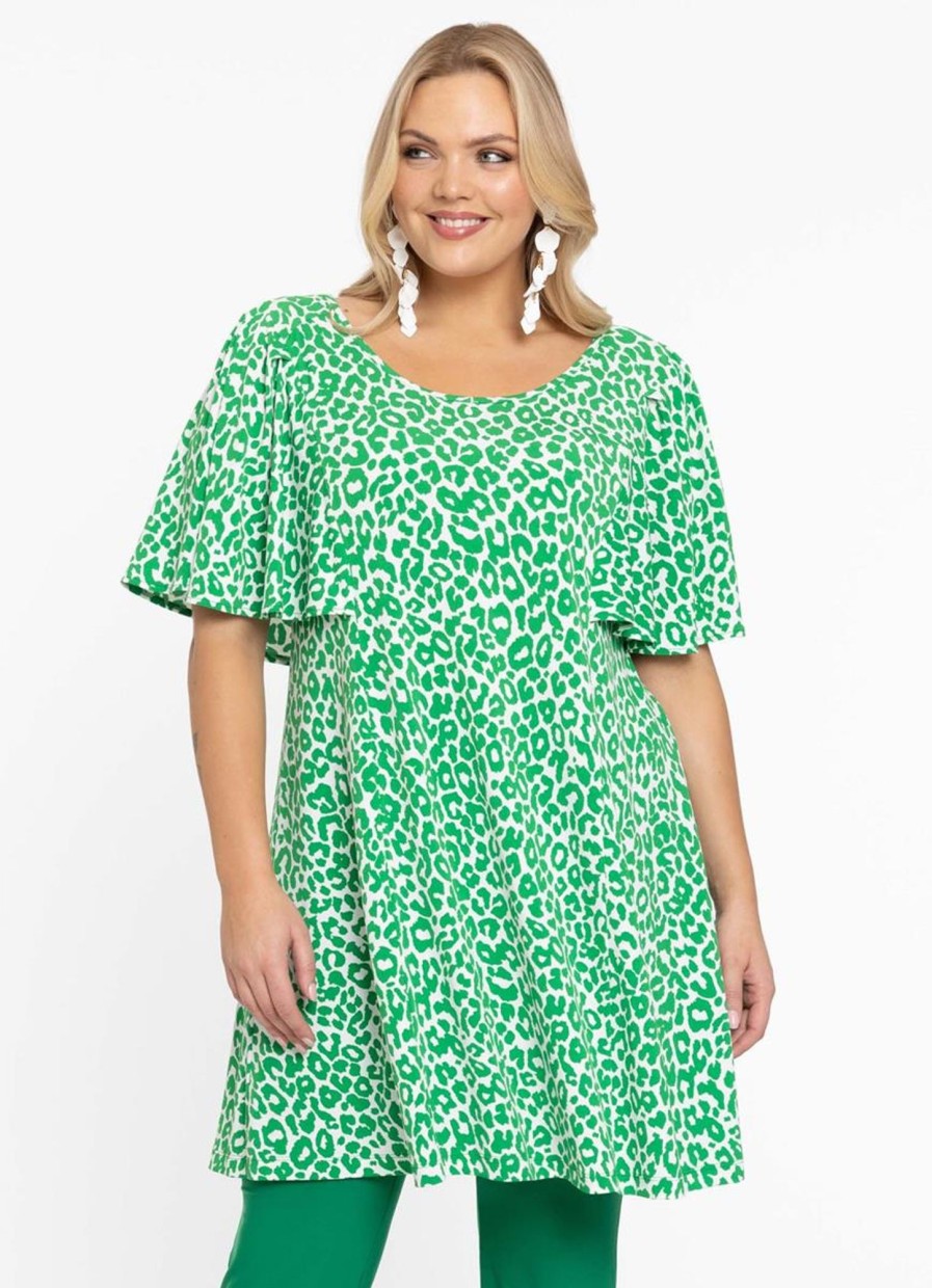 Blouses En Tunieken | Yoek Yoek Tunic Wide Bottom Green Leo My234010 - 240 Green Leo