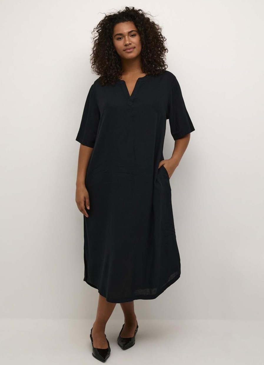 Jurken En Rokken | Kaffe Curve Kaffe Curve Kaftan Dress Mille 10582218 - 100121 Black Deep