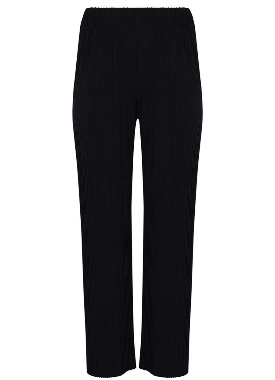 Broeken En Jeans | Yoek Yoek Trousers Long Plisse 2205524 - 210 Black