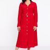 Travelstof Kleding Grote Maten | Yoek Yoek Dress Buttoned Dolce 217735 - 260 Red