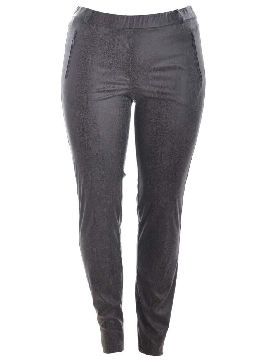 Broeken En Jeans | Stark Stark Broek Janna Zip 135-3314-432 Kl. 93 Grijs/Bruin