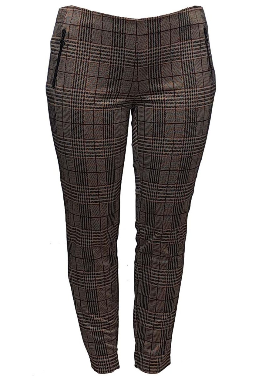 Broeken En Jeans | Stark Stark Broek Jacky Zip 7159-284-236 Bruin,Zwart Geruit