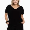 Yoek Basics | Yoek Yoek Shirt Double V-Neck Dolce B4124 - 210 Black